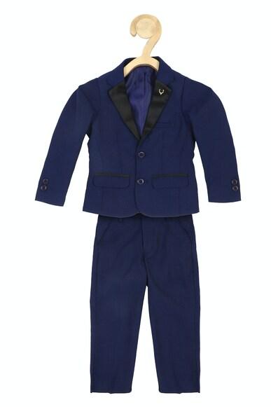 boys navy check regular fit two piece suit