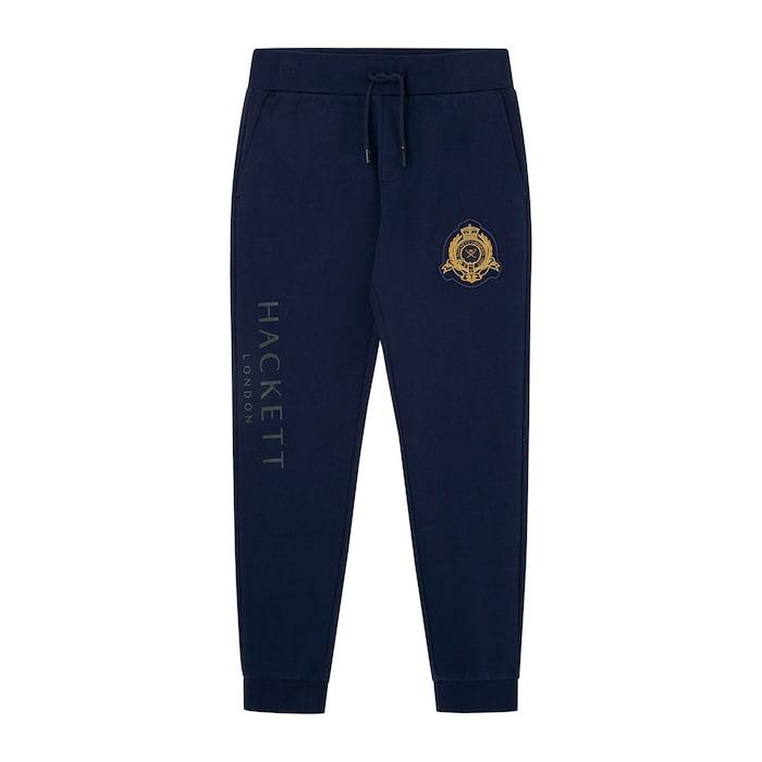 boys navy crest logo joggers