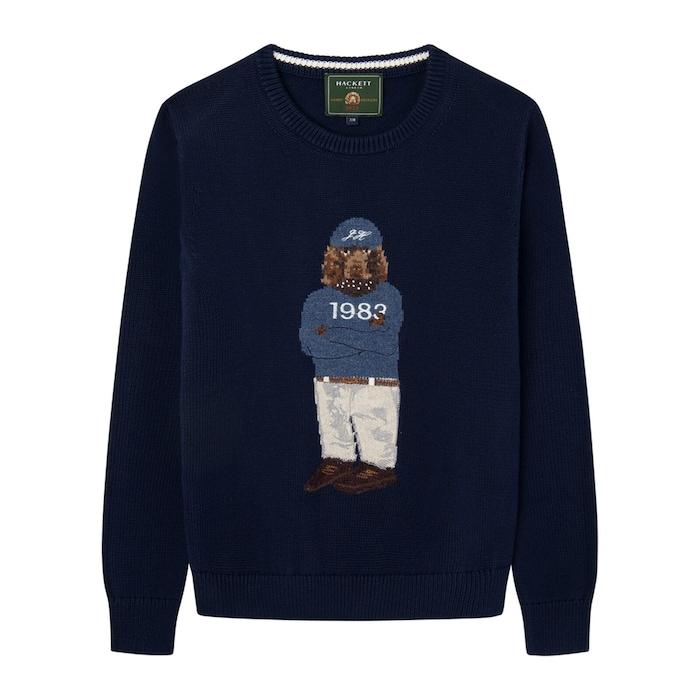 boys navy front knitted harry jumper