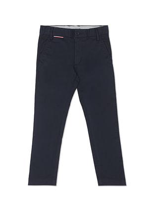 boys navy mid rise solid chinos