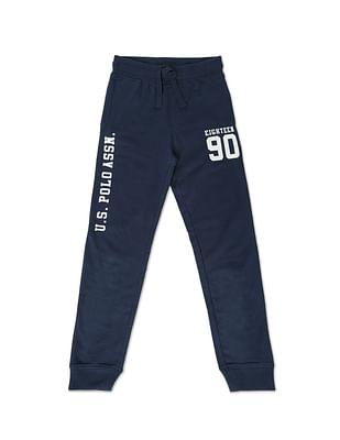 boys navy mid rise solid joggers