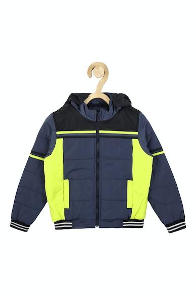 boys navy patterned regular fit jacket