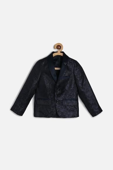 boys navy print regular fit blazer