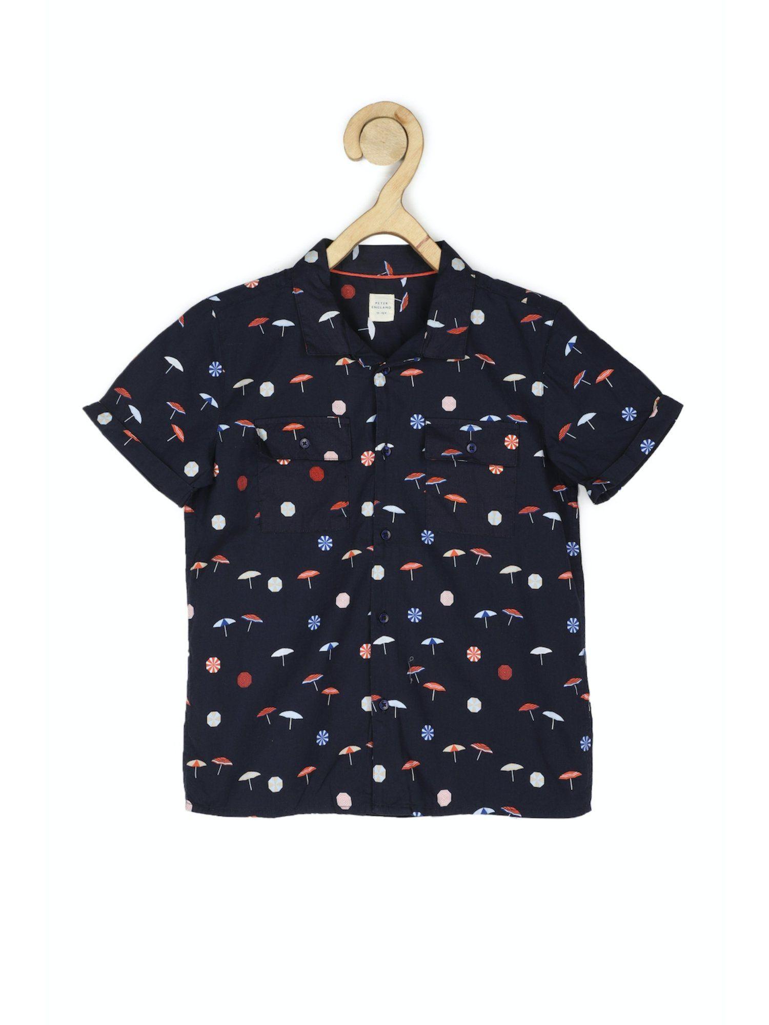 boys navy printed shirt