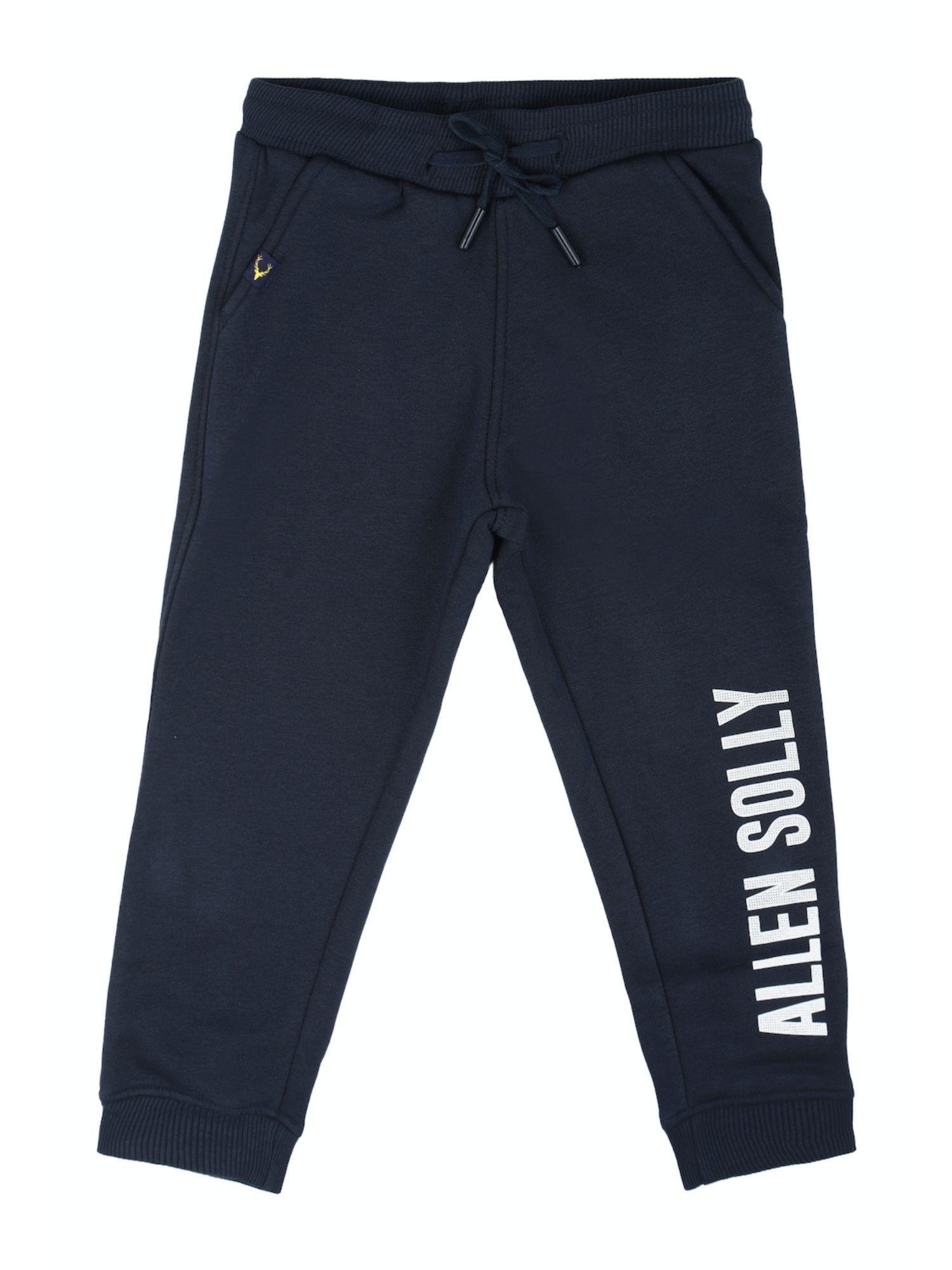 boys navy regular fit graphic print track pants