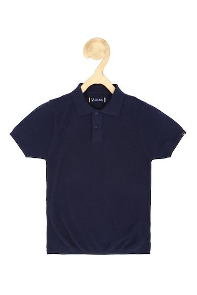 boys navy regular fit solid polo neck t-shirt