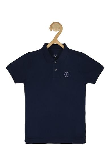 boys navy regular fit solid polo neck t-shirt