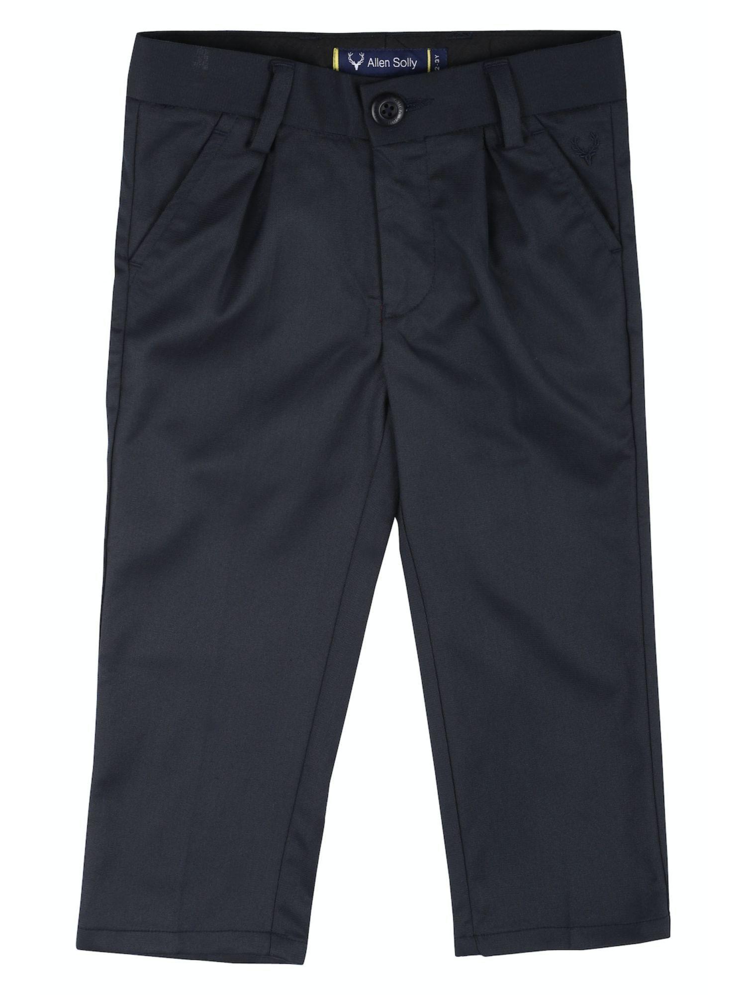 boys navy slim fit textured trousers