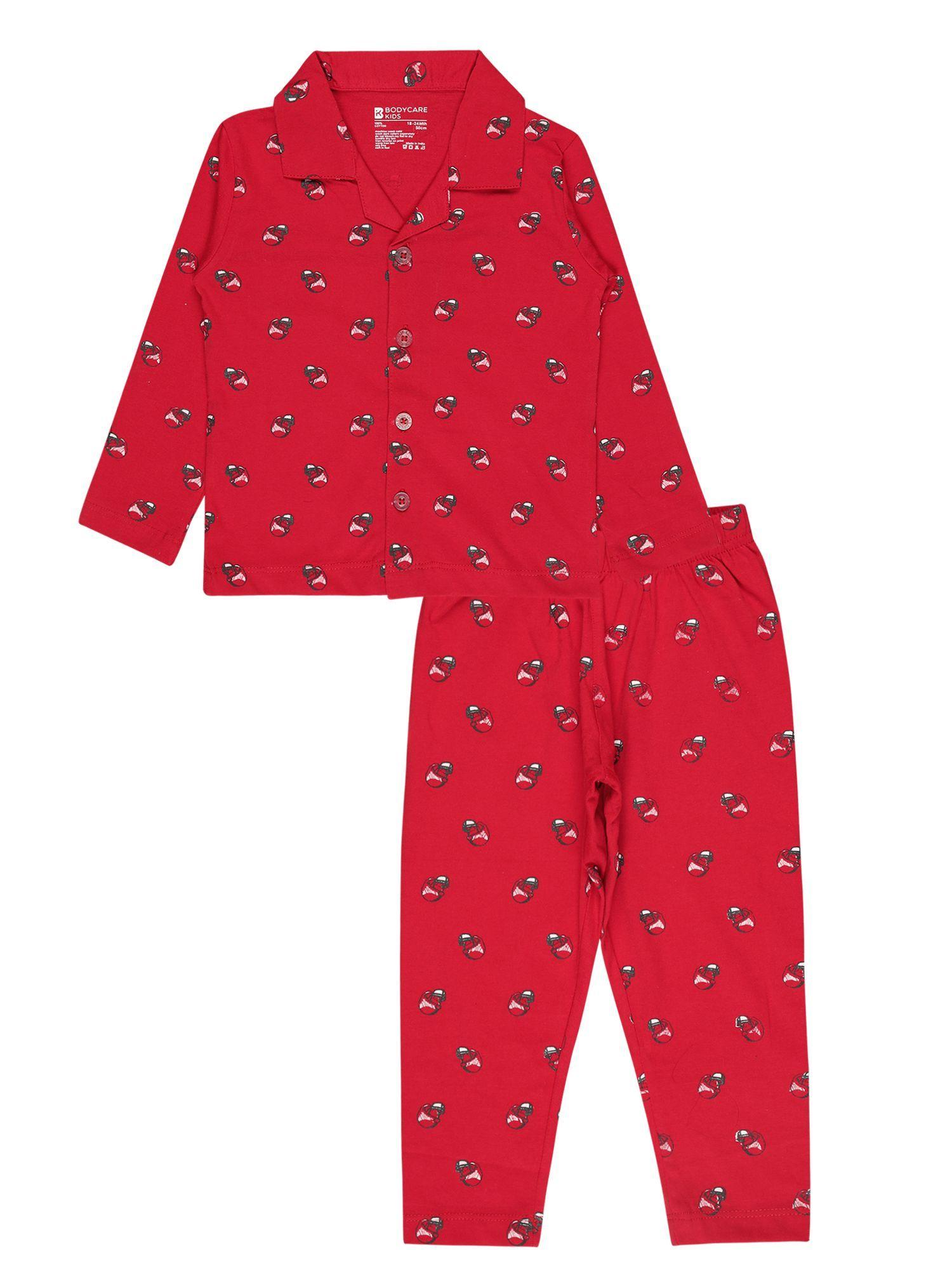 boys night suit-red (set of 2)