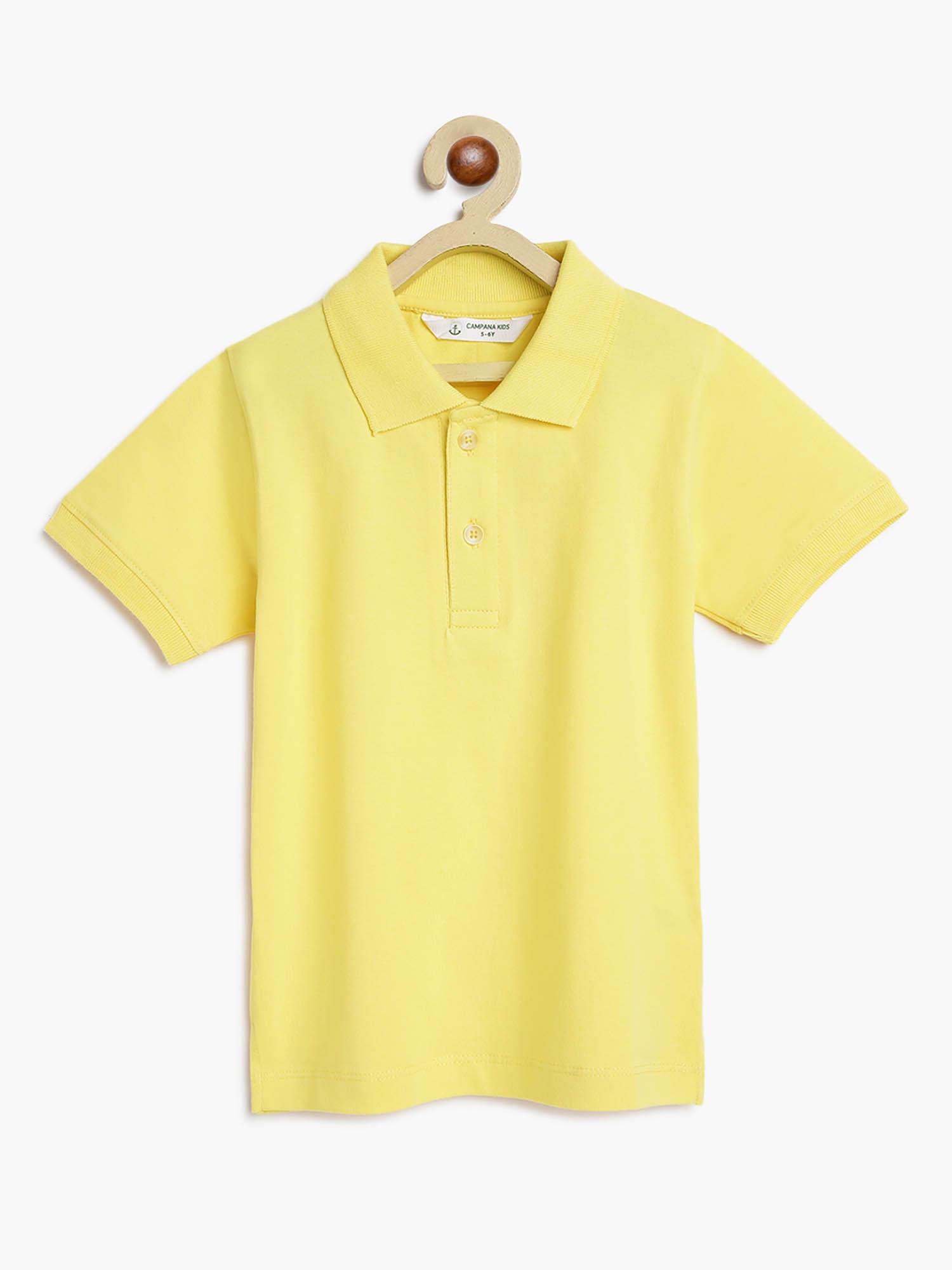 boys niko jersey half sleeves solid polo t-shirt lemon yellow