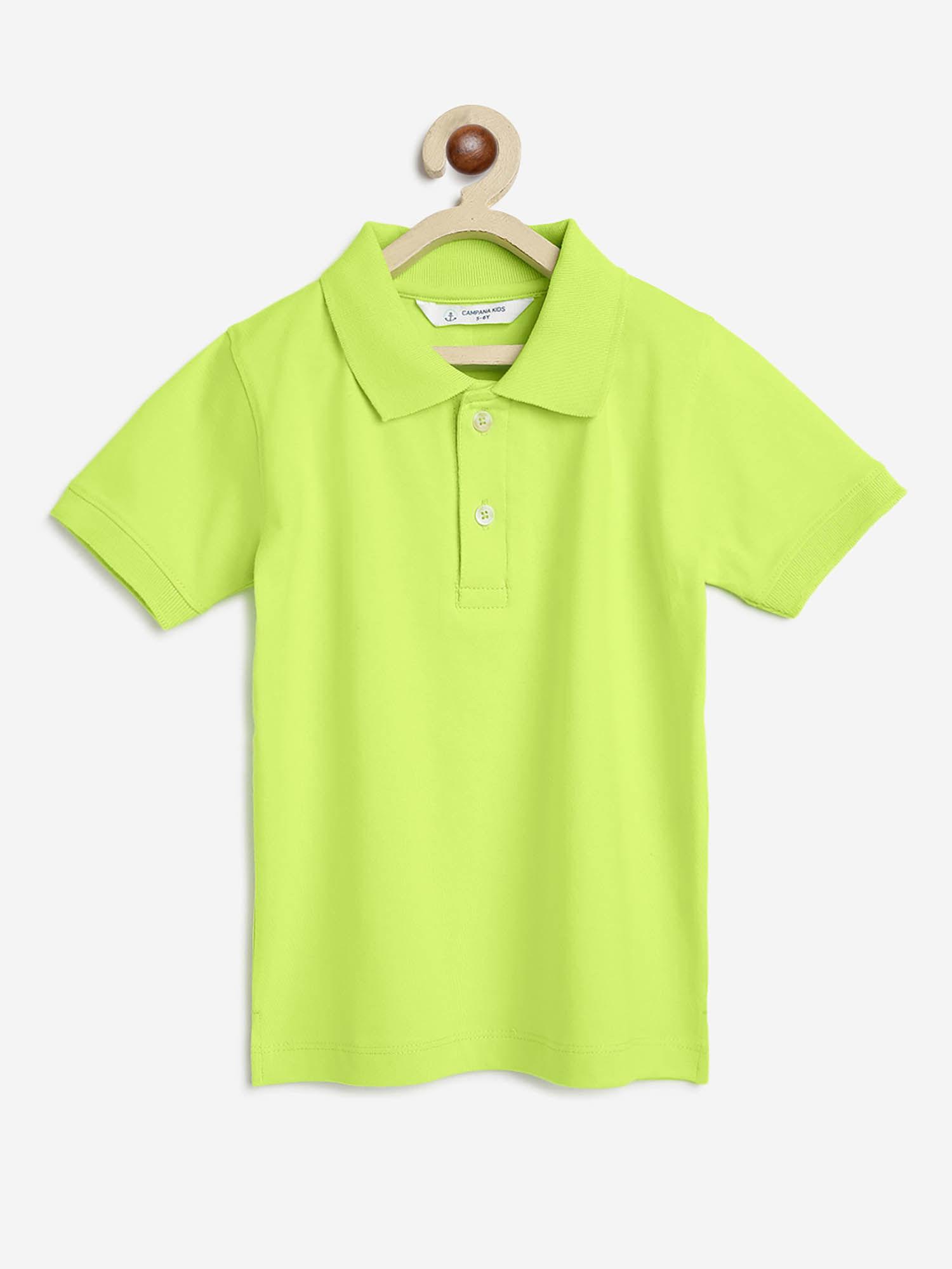 boys niko jersey half sleeves solid polo t-shirt lime green