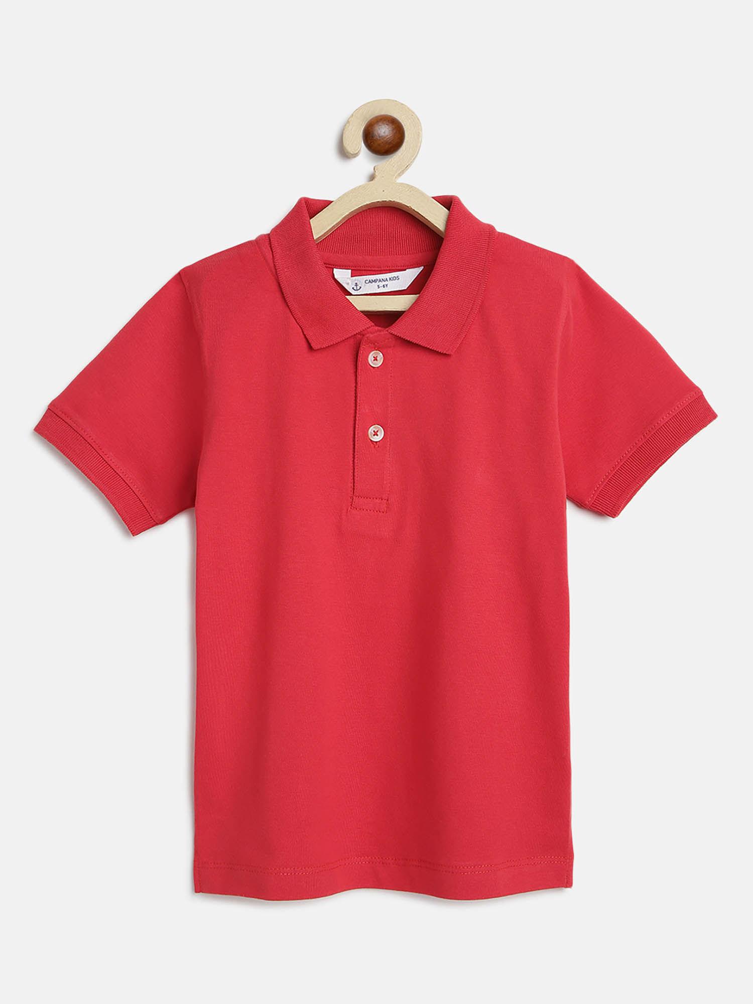 boys niko jersey half sleeves solid polo t-shirt red