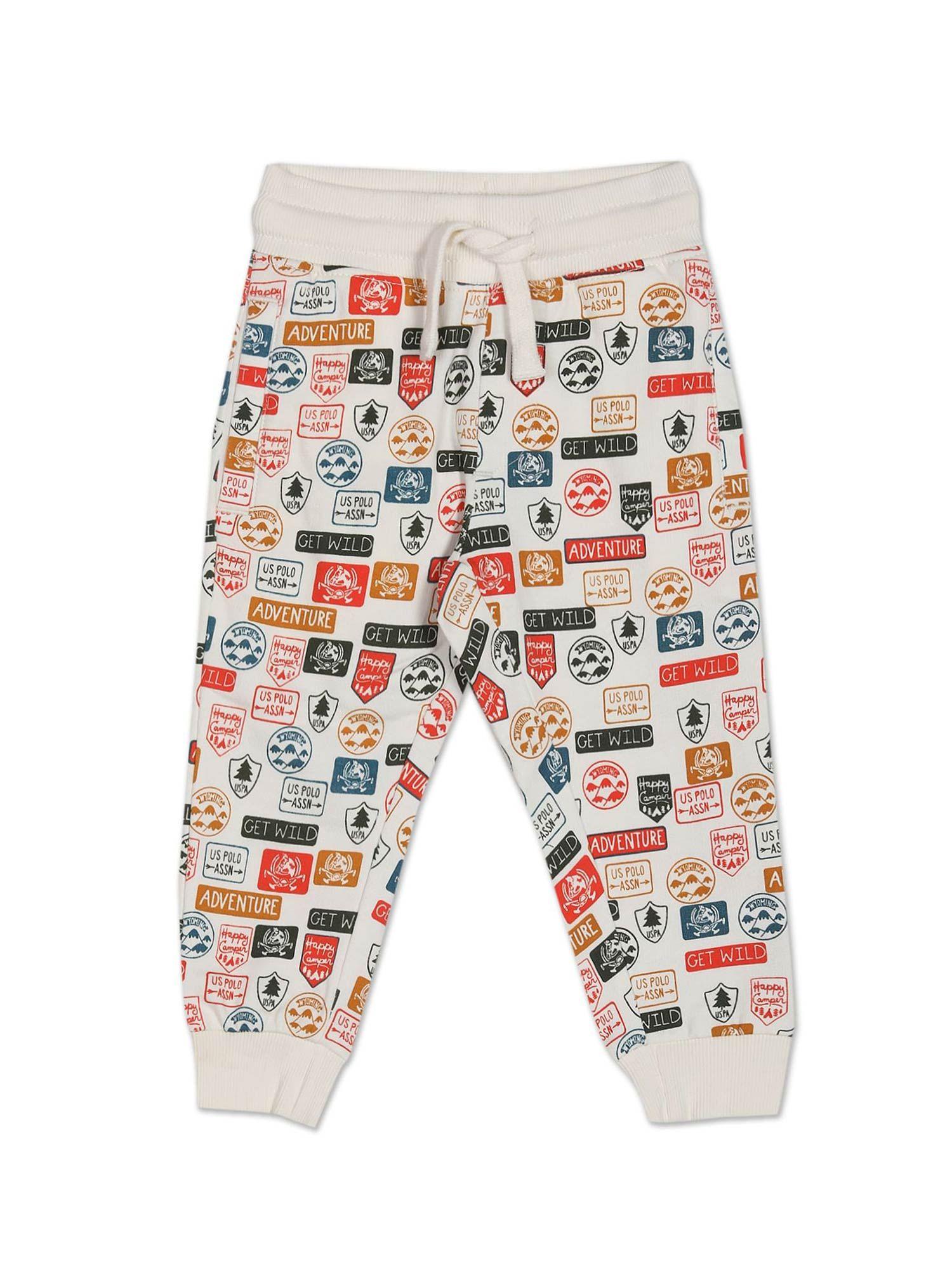 boys off white all over print cotton joggers