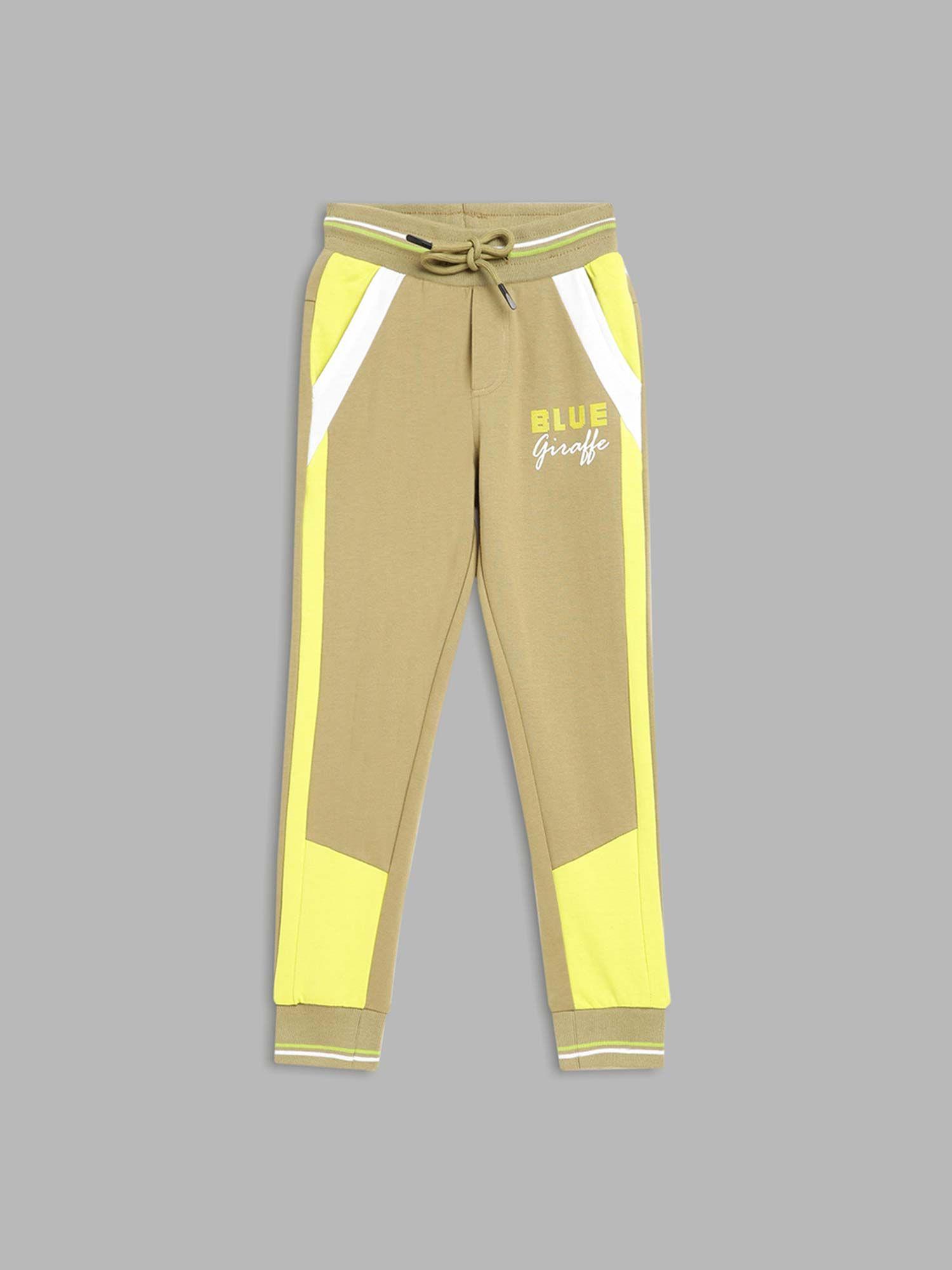 boys olive colorblock joggers