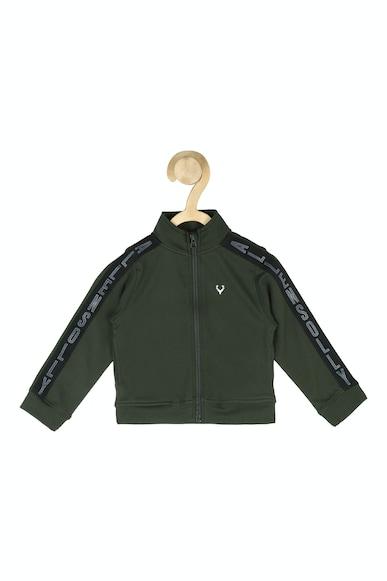 boys olive print regular fit jacket