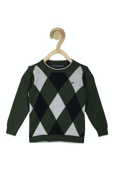 boys olive print regular fit sweater
