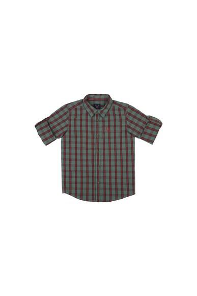 boys olive regular fit check casual shirt