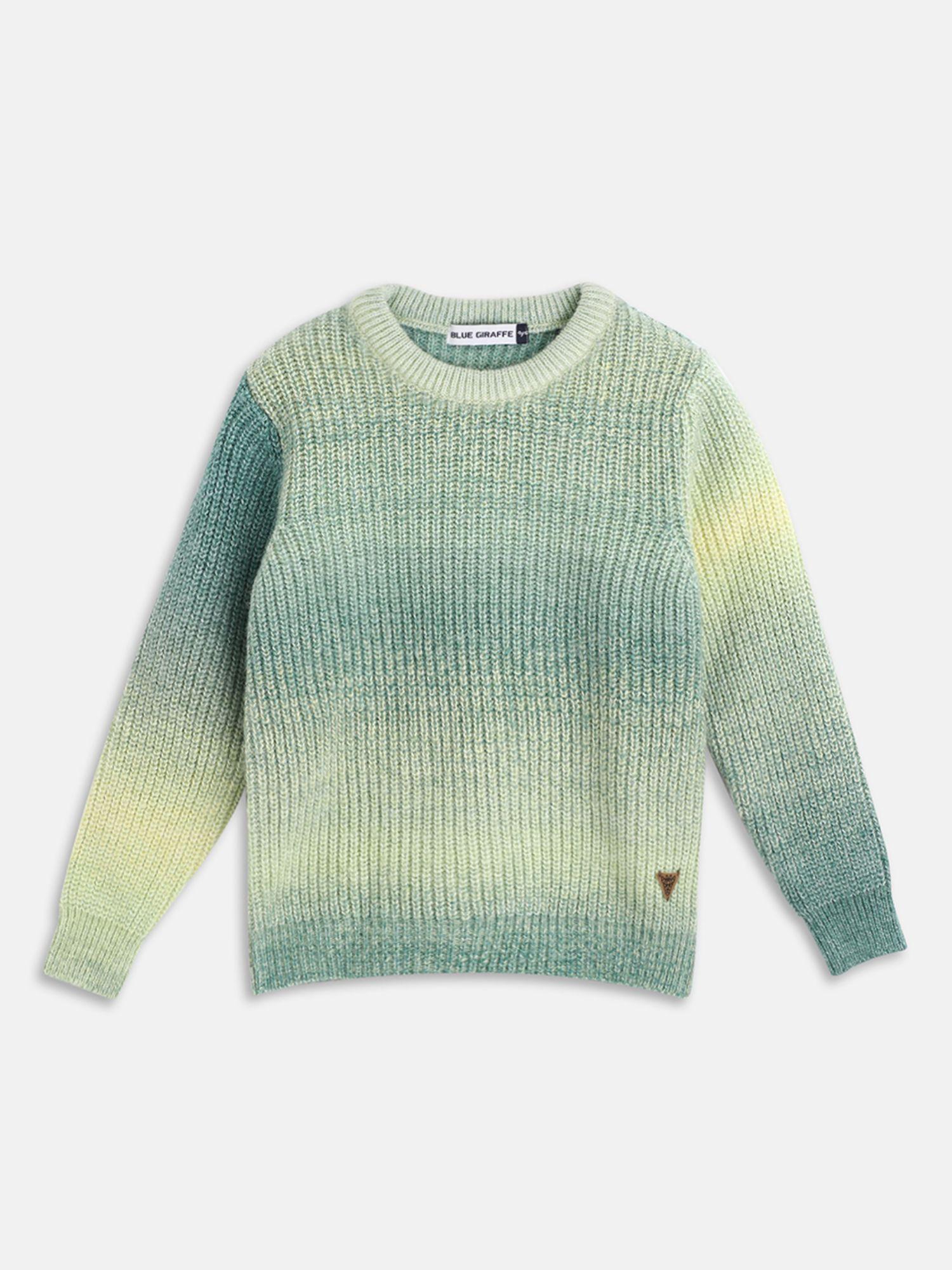 boys ombre round neck pullover sweater