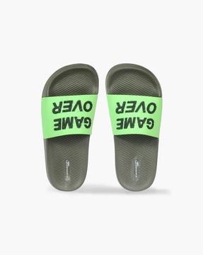 boys open-toe slides with applique