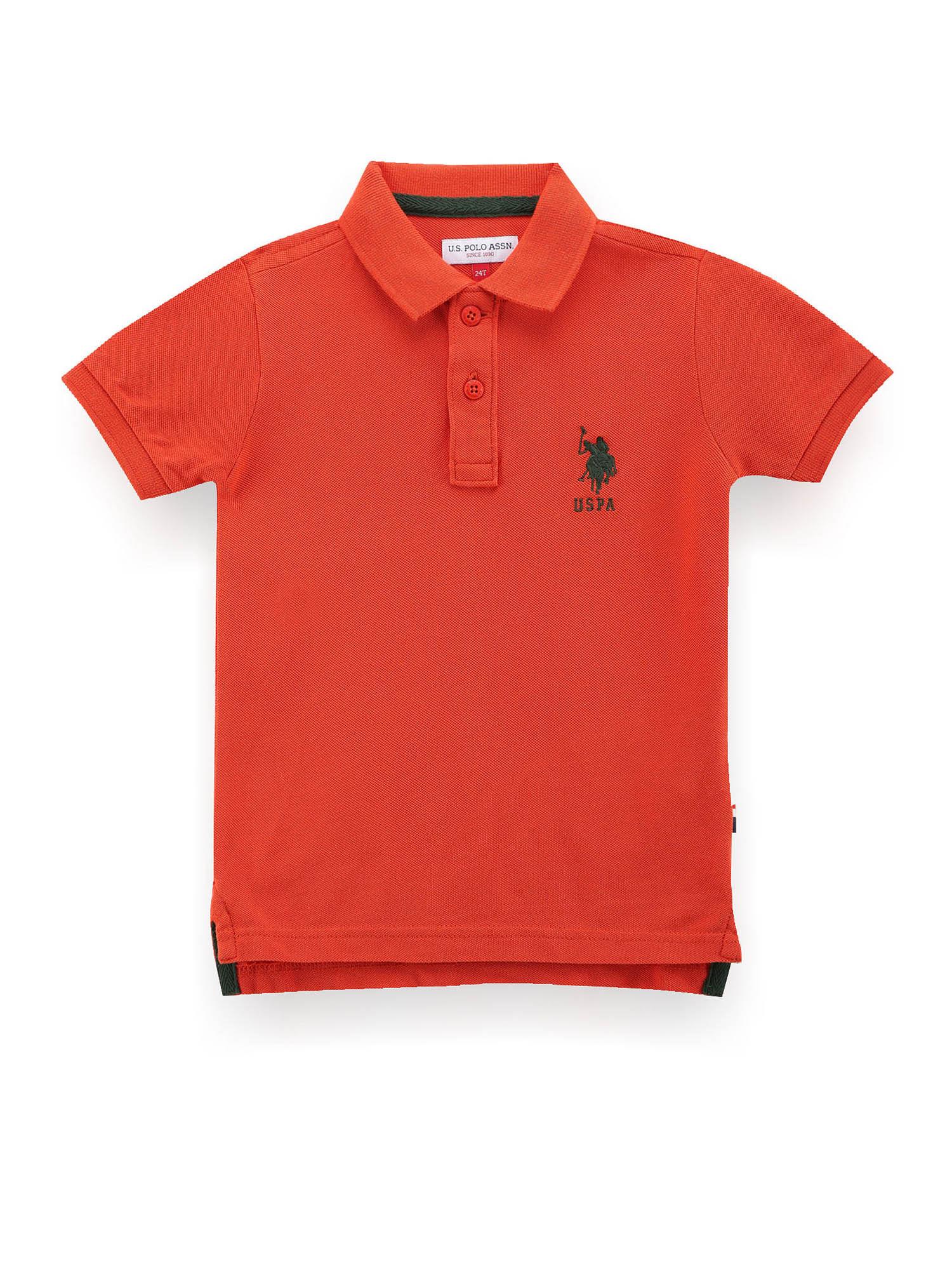 boys orange cotton pique polo t-shirt