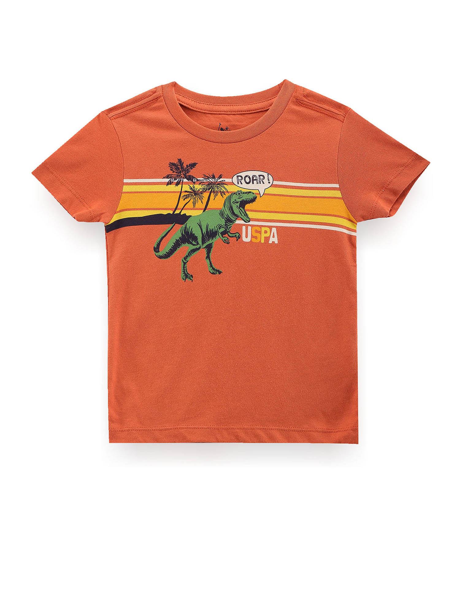 boys orange graphic print cotton t-shirt