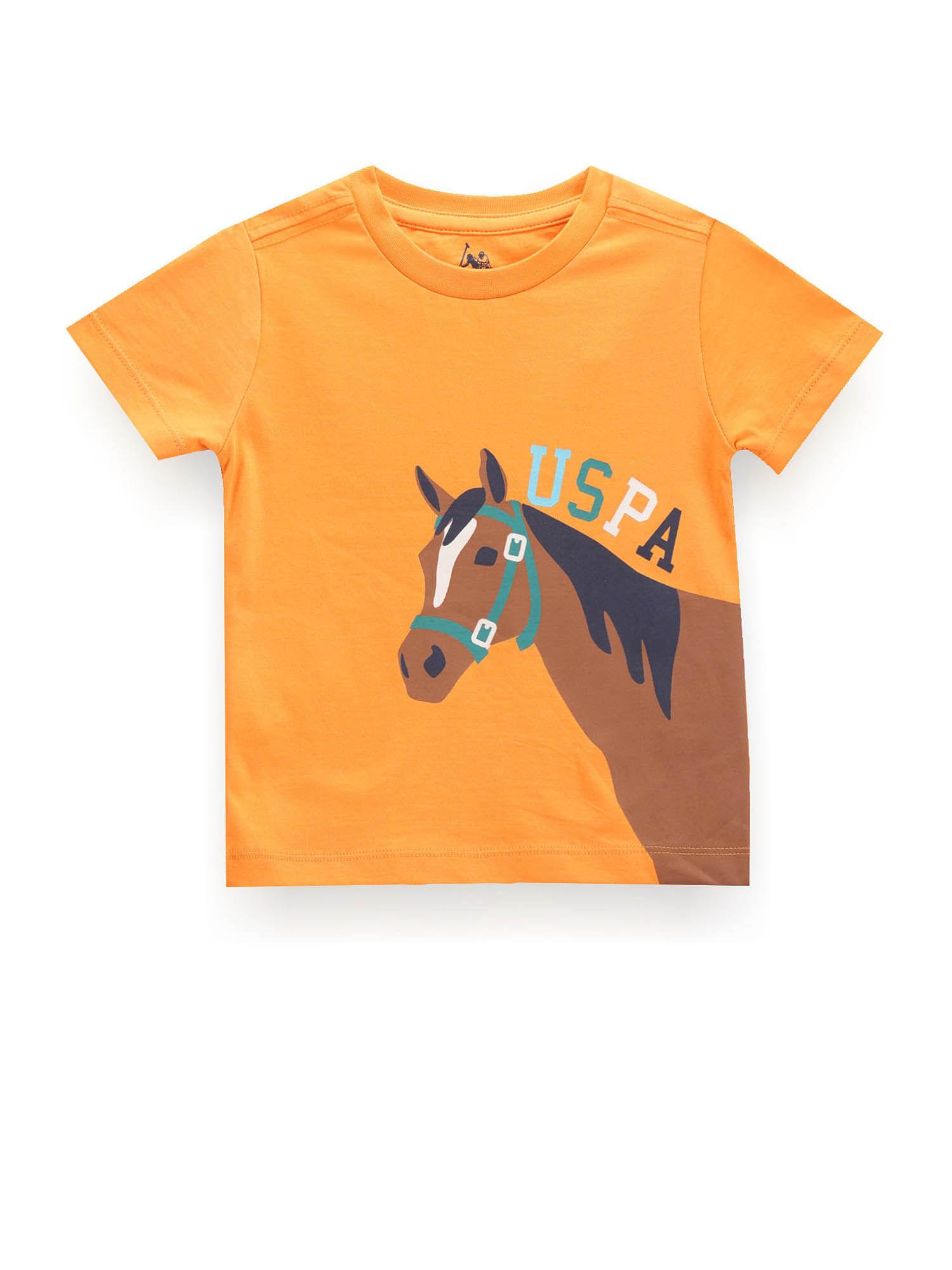 boys orange graphic print cotton t-shirt