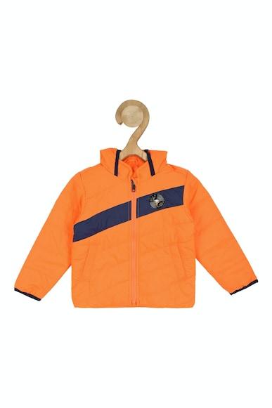boys orange patterned regular fit jacket