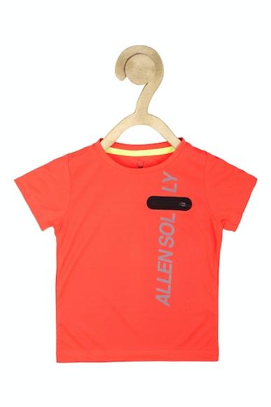 boys orange regular fit graphic print crew neck t-shirt