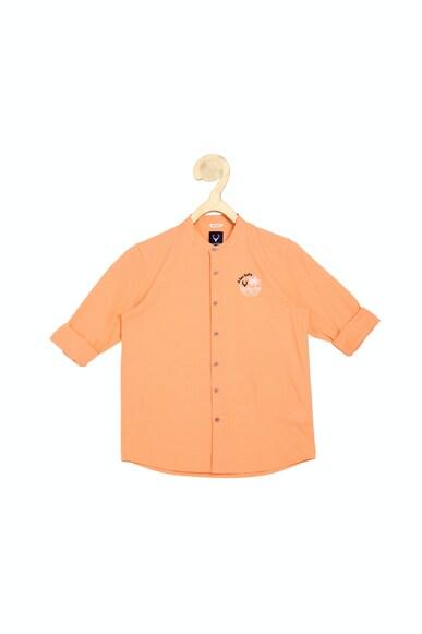 boys orange regular fit solid casual shirt
