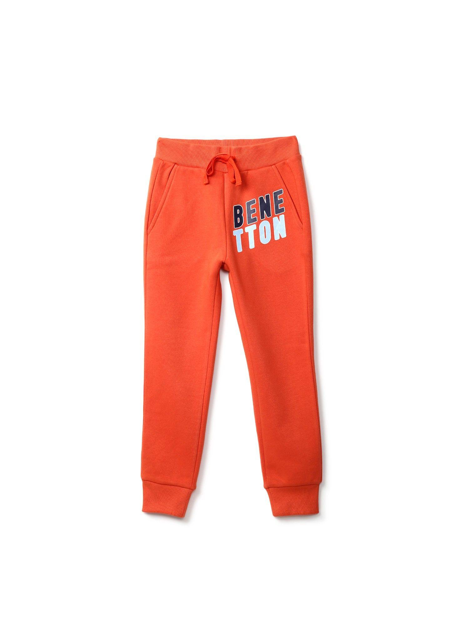 boys orange solid joggers