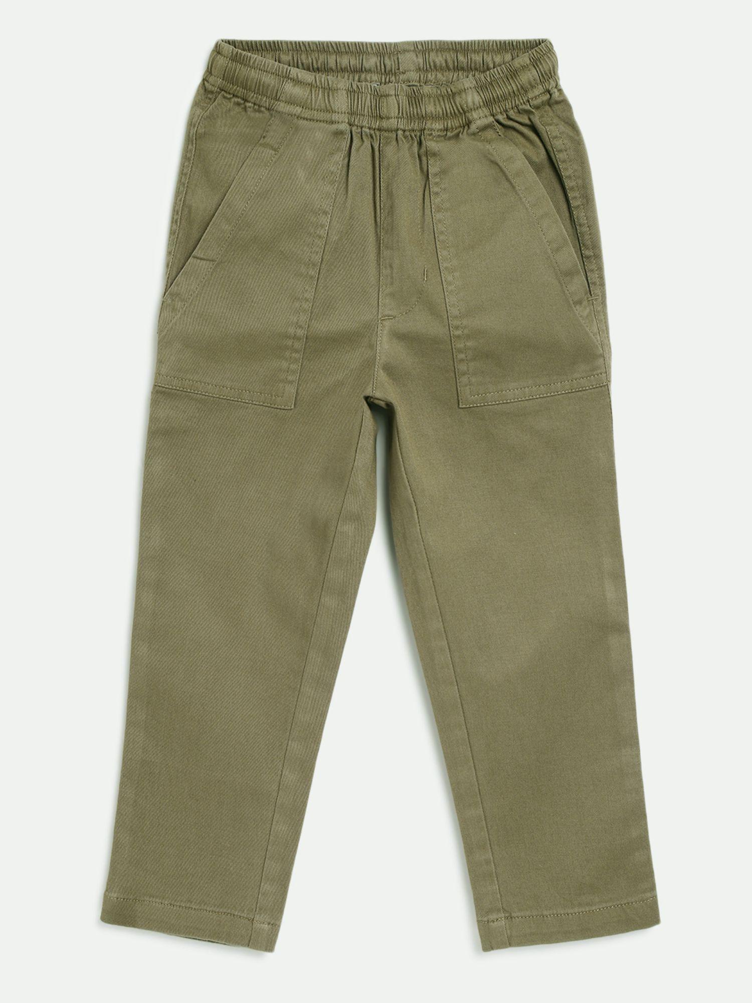boys otto pull on cotton trouser -olive