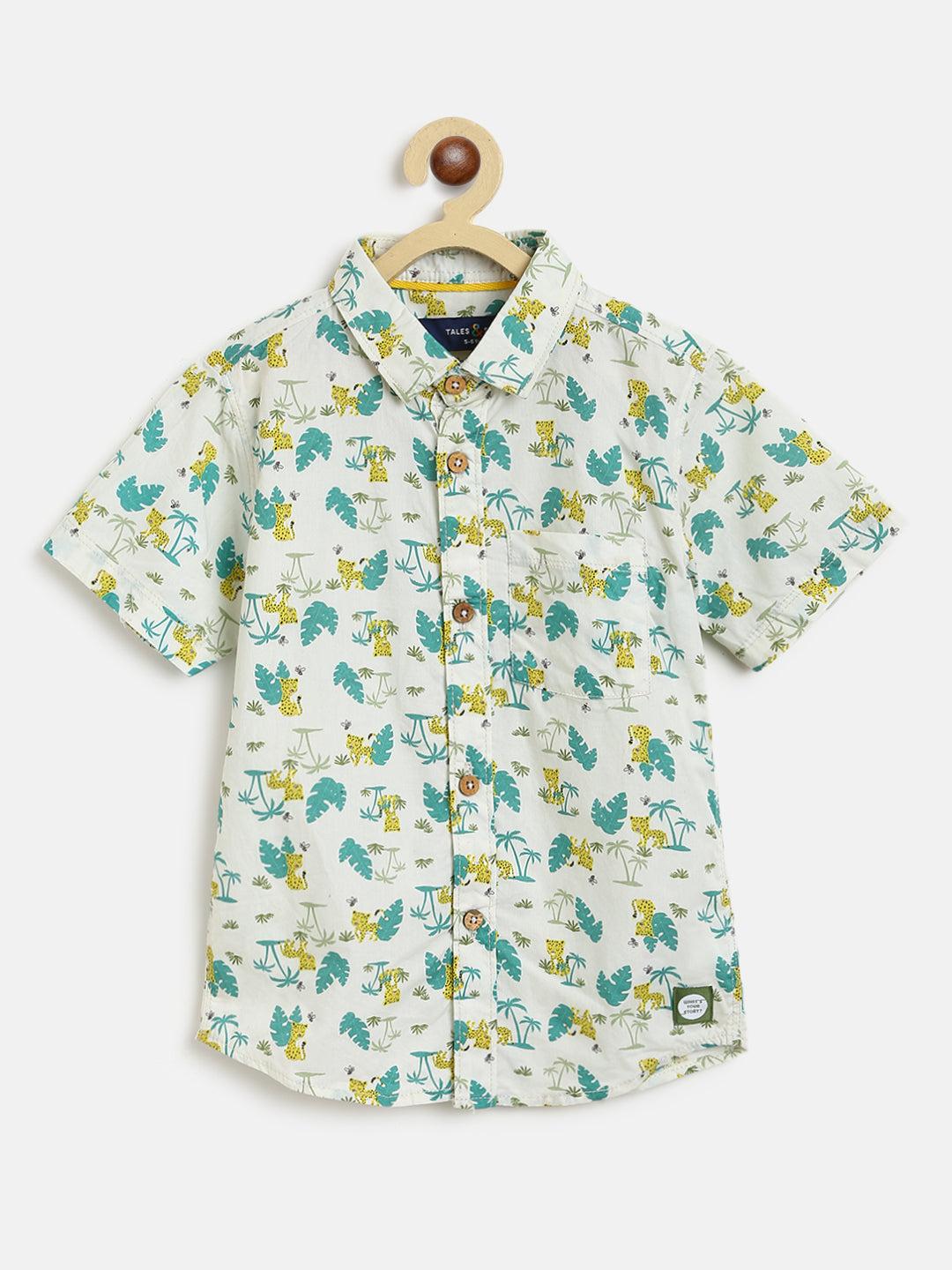 boys overall printed shirt