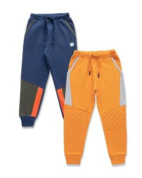boys pack of 2 colourblock joggers with drawstring waist