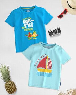 boys pack of 2 graphic print crew-neck t-shirts