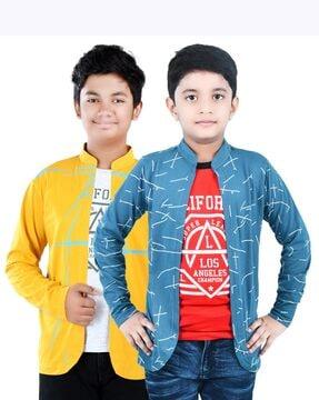 boys pack of 2 relaxed fit crew-neck t-shirts with attached shrug