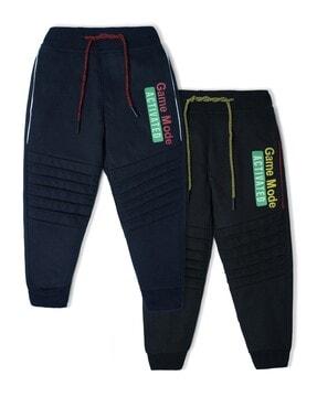boys pack of 2 typographic pattern joggers with drawstring