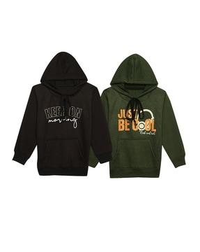 boys pack of 2 typographic print regular fit hoodies