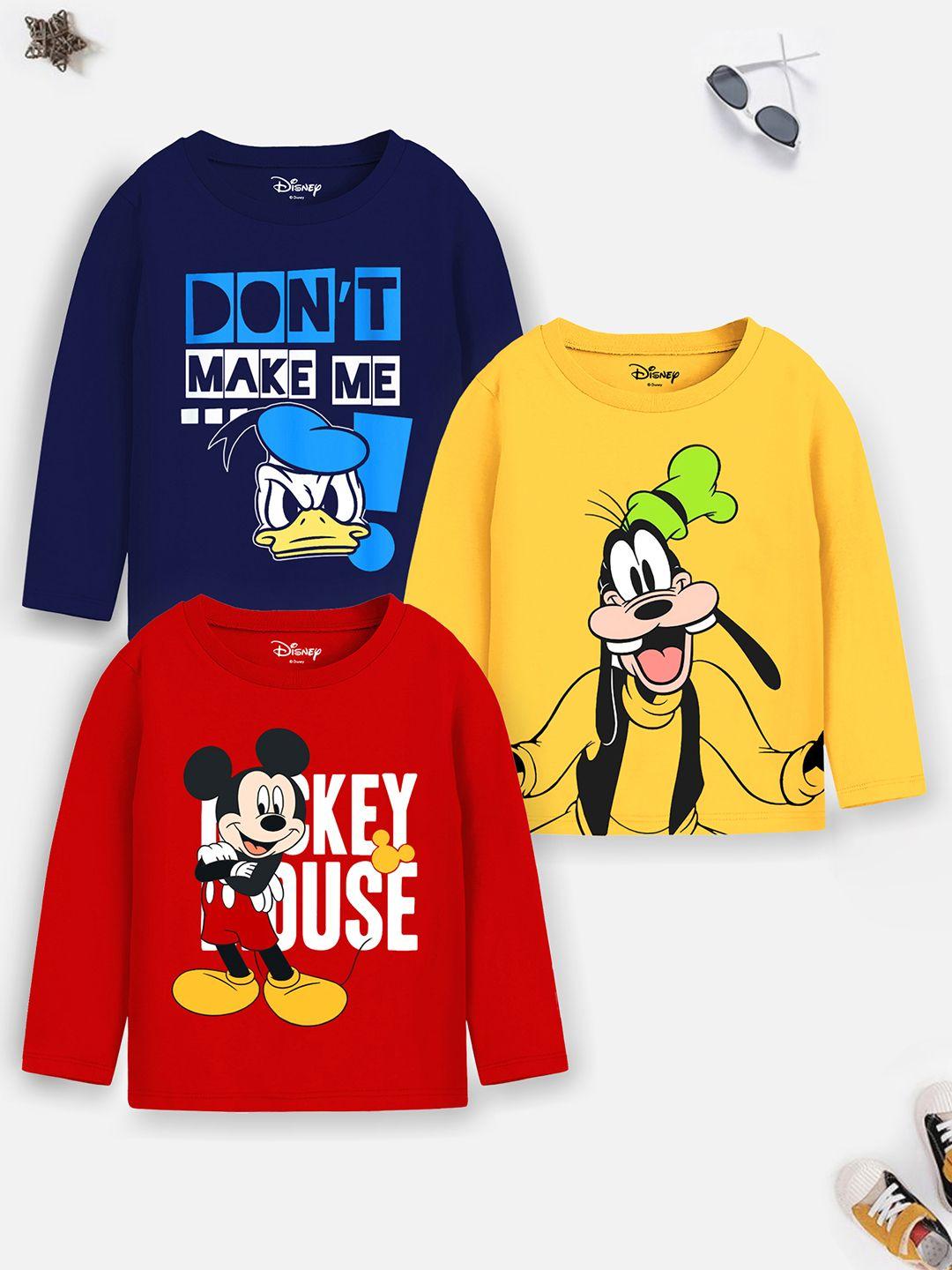 boys pack of 3 mickey mouse donald duck goofy printed t-shirts