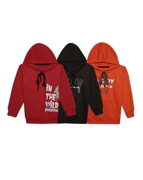 boys pack of 3 typographic print hoodie