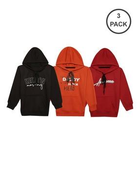 boys pack of 3 typographic print hoodie