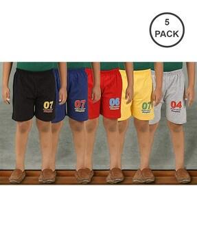 boys pack of 5 typographic print regular fit shorts