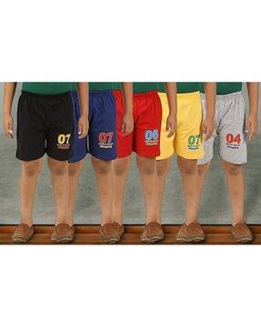 boys pack of 5 typographic print regular fit shorts