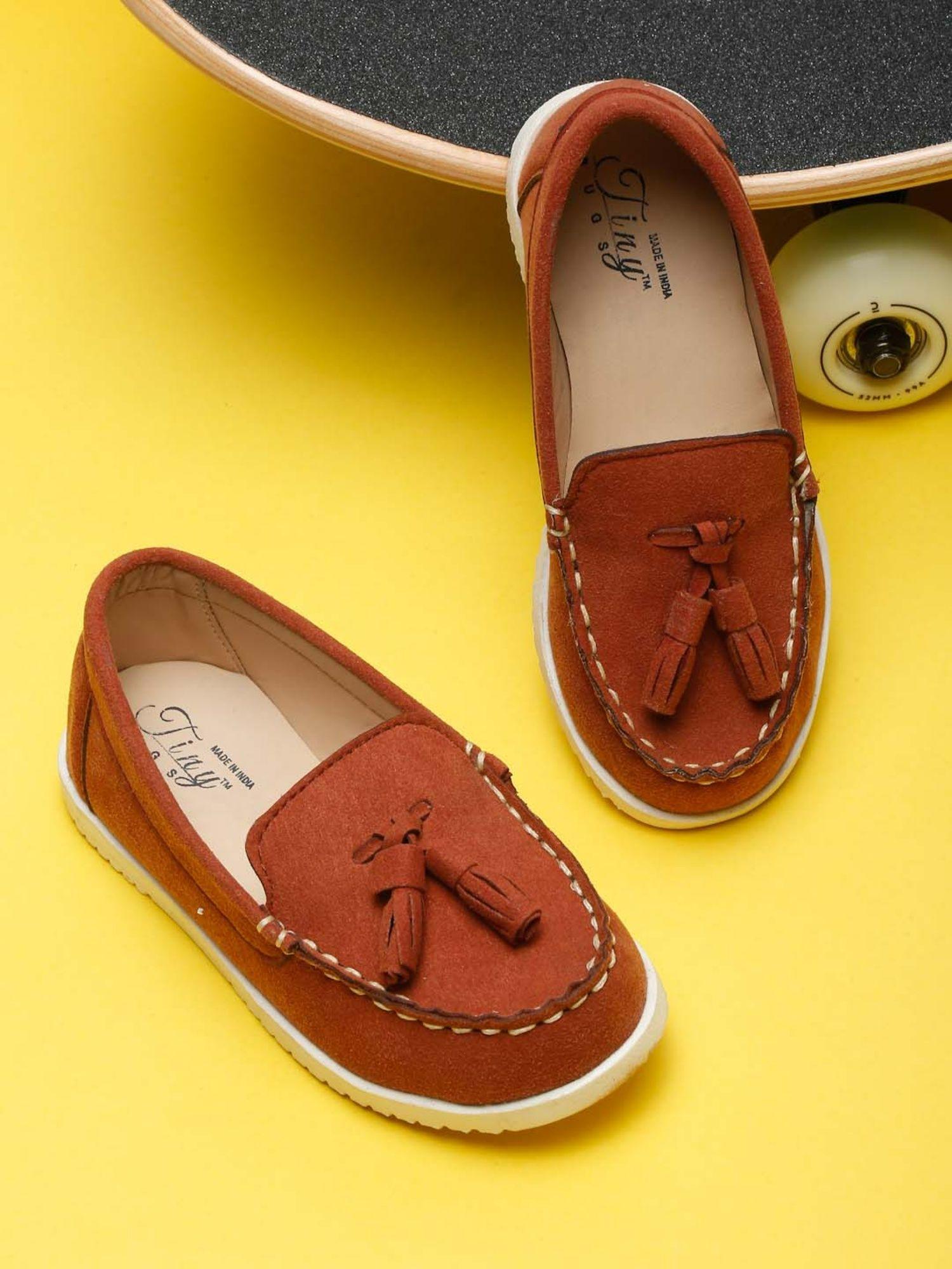 boys party wear slip ons loafers - brown