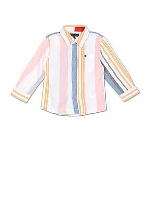 boys pastel spread collar striped shirt