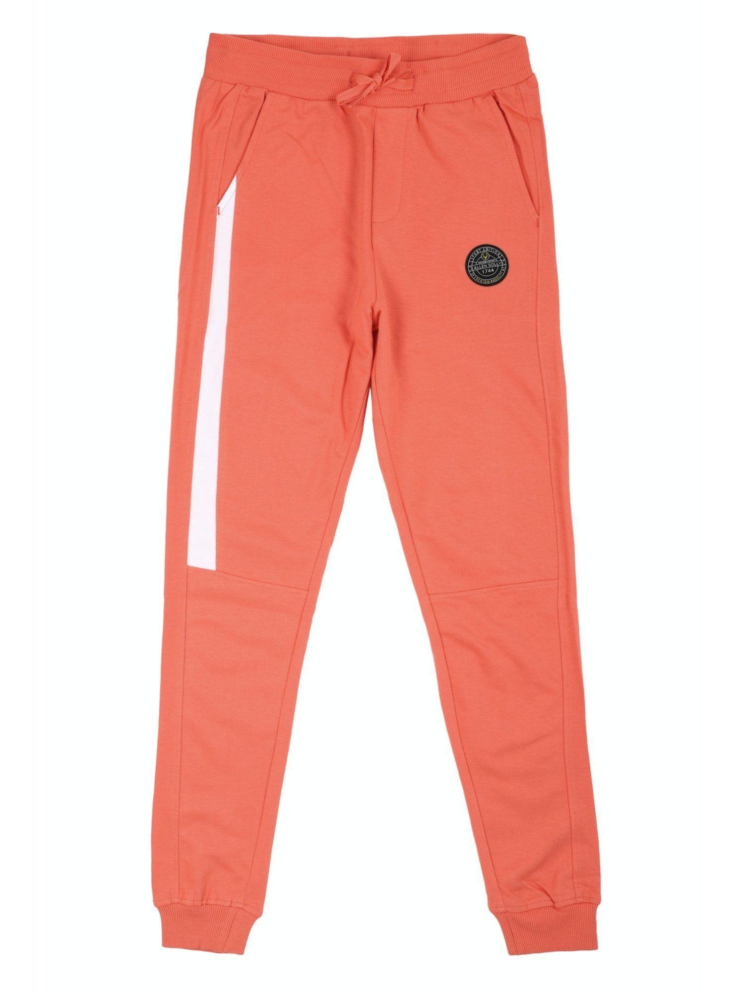 boys peach regular fit patterned jogger pants