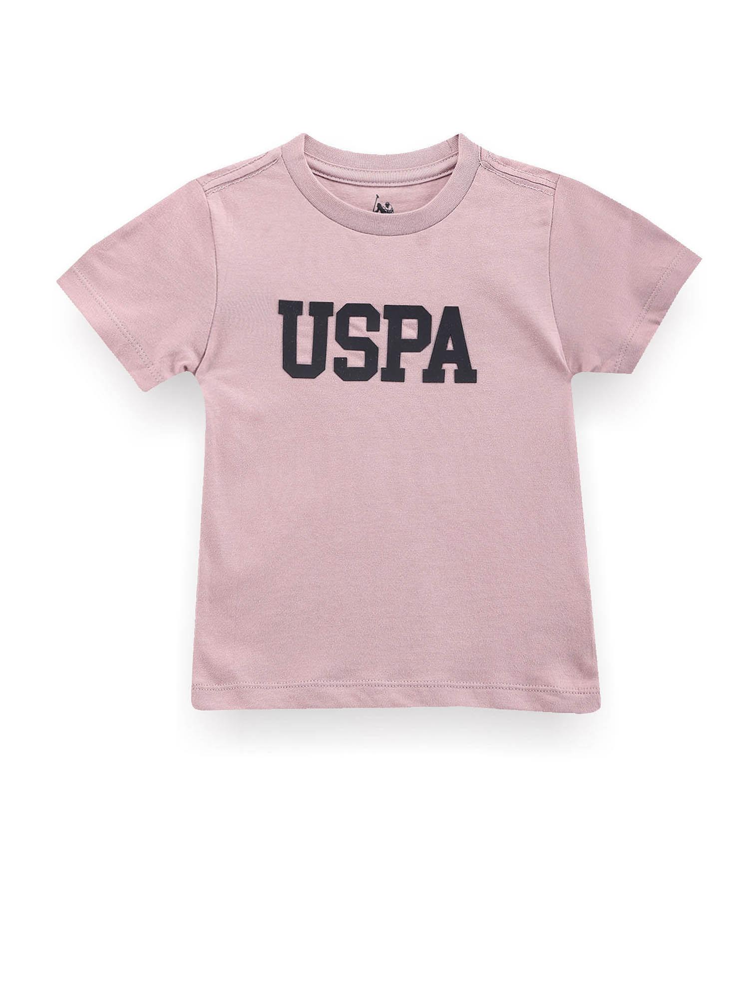 boys pink brand print cotton t-shirt