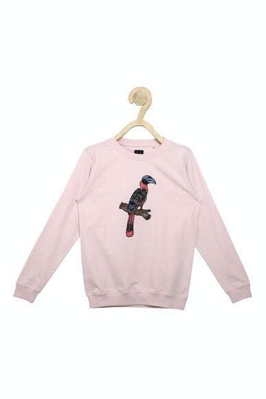 boys pink graphic print regular fit sweatshirt