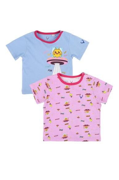 boys pink regular fit print crew neck t-shirt