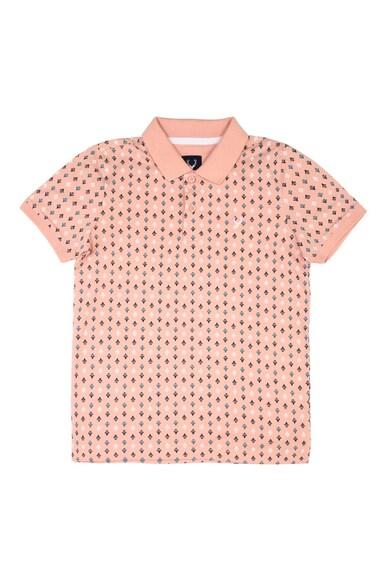 boys pink regular fit print polo neck t-shirt