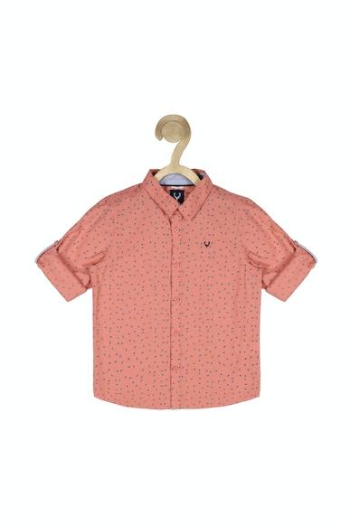 boys pink slim fit print casual shirt